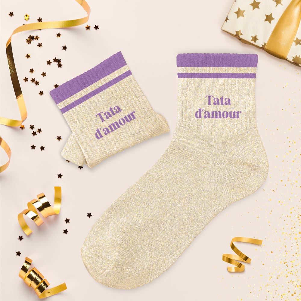 Chaussettes Paillettes à bandes TU - Tata d'Amour