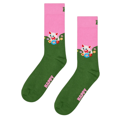 Chaussettes vertes - Chatons & Fleurs