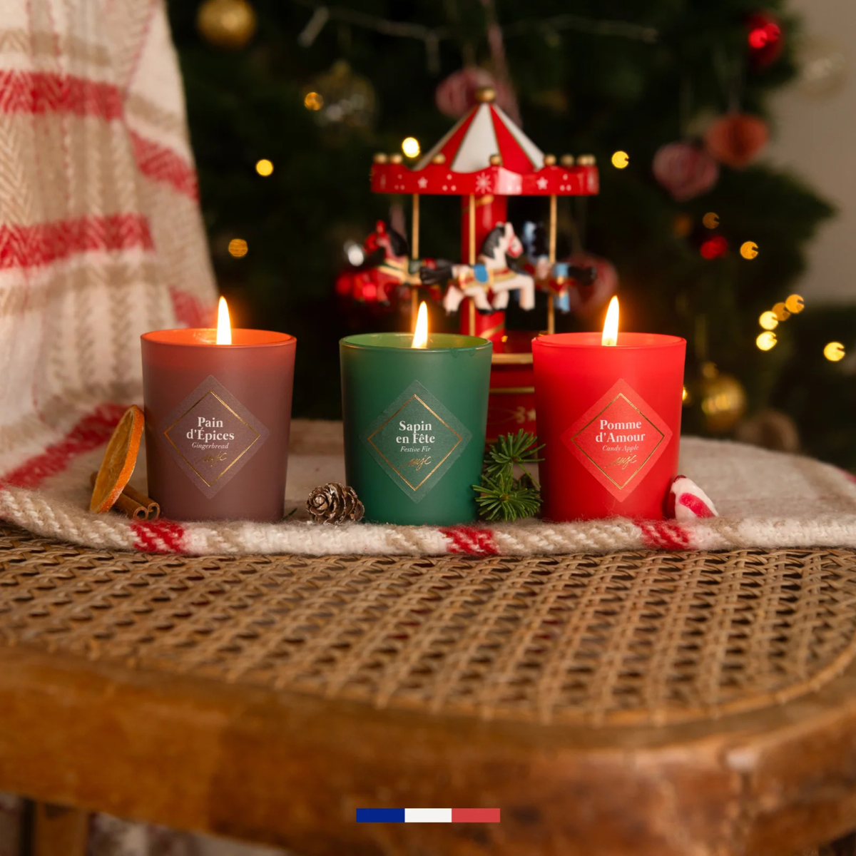 Coffret trio 3 bougies de Noël