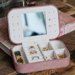 Boîte à bijoux de voyage Brigitte - Velours Rose