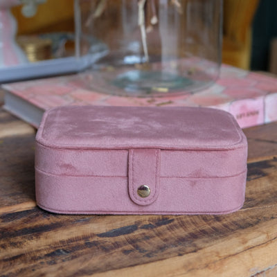Boîte à bijoux de voyage Brigitte - Velours Rose
