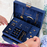 Boîte à Bijoux Denise - Velours Bleu