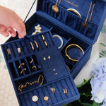 Boîte à Bijoux Denise - Velours Bleu