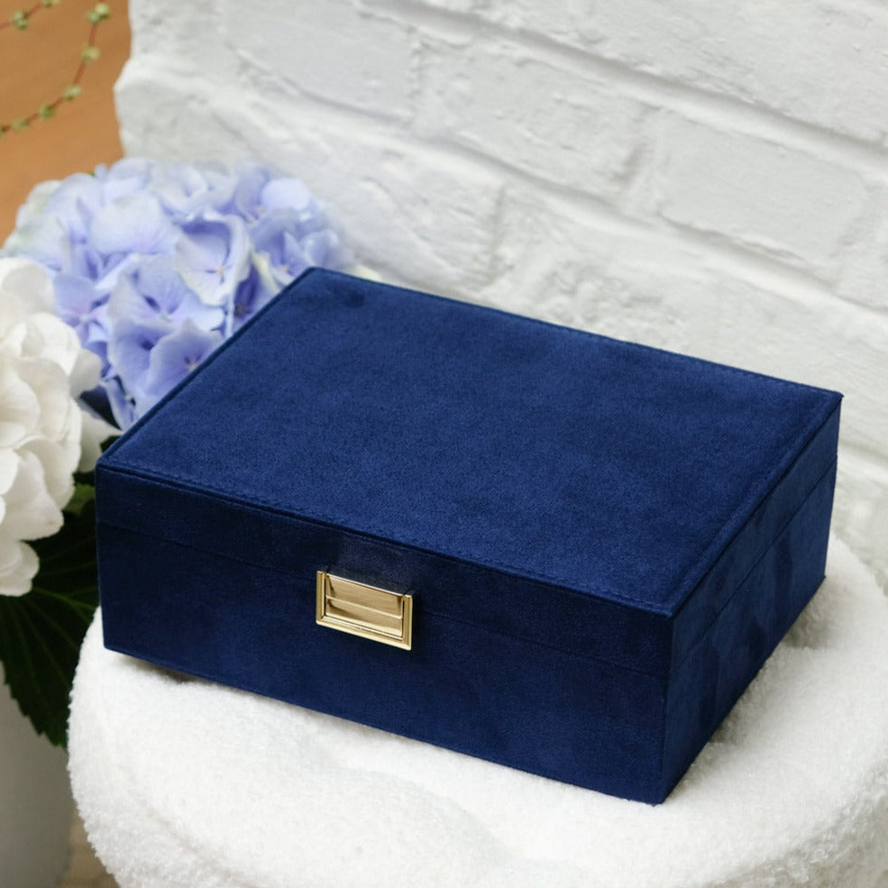 Boîte à Bijoux Louise - Velours Bleu