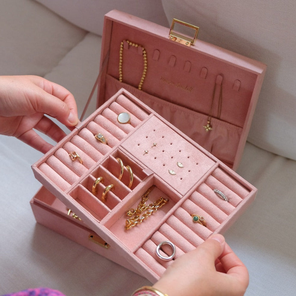 Boîte à Bijoux Louise - Velours Rose