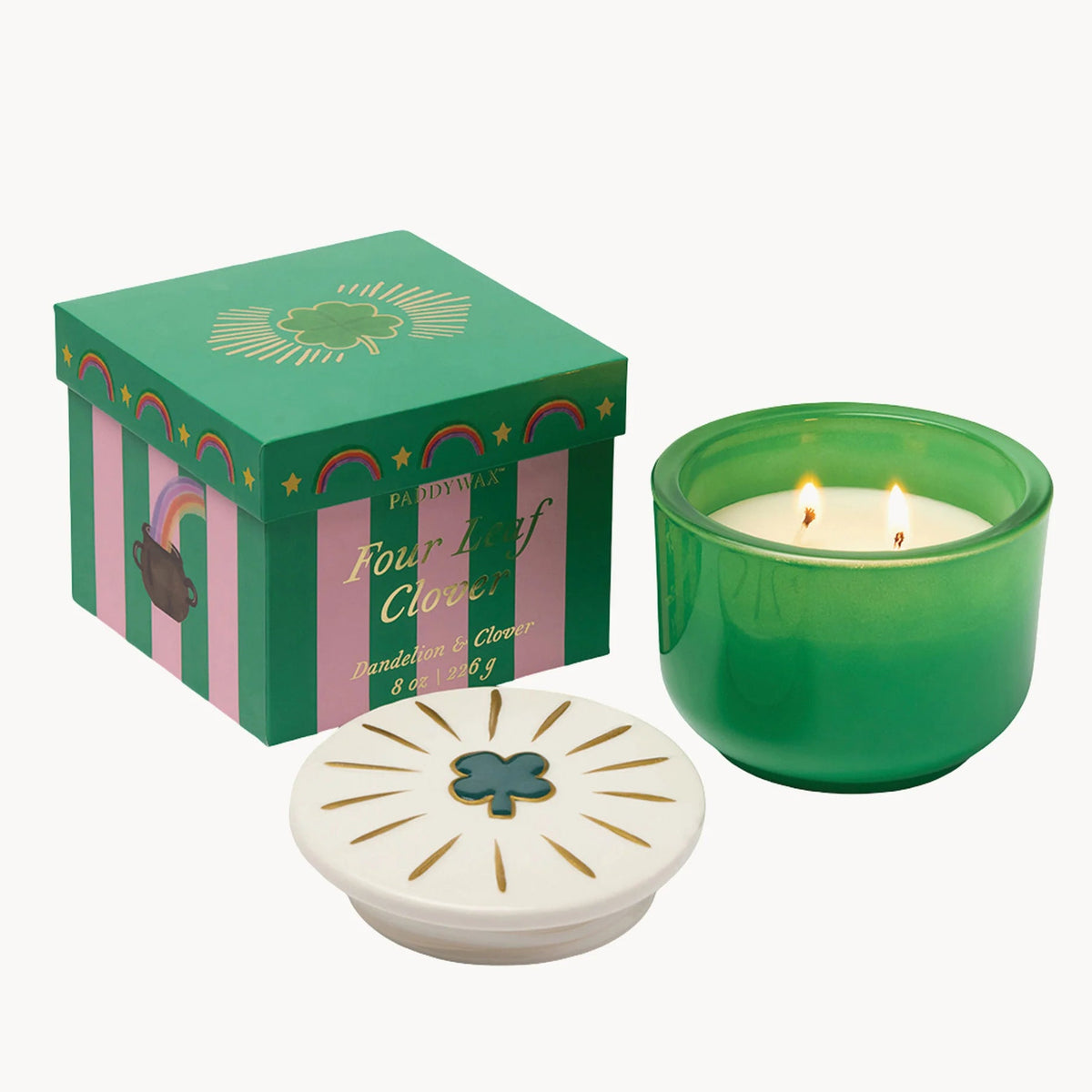 Bougie Charmed Trèfle à quatre feuilles vert 226 g – Pissenlit & Trèfle