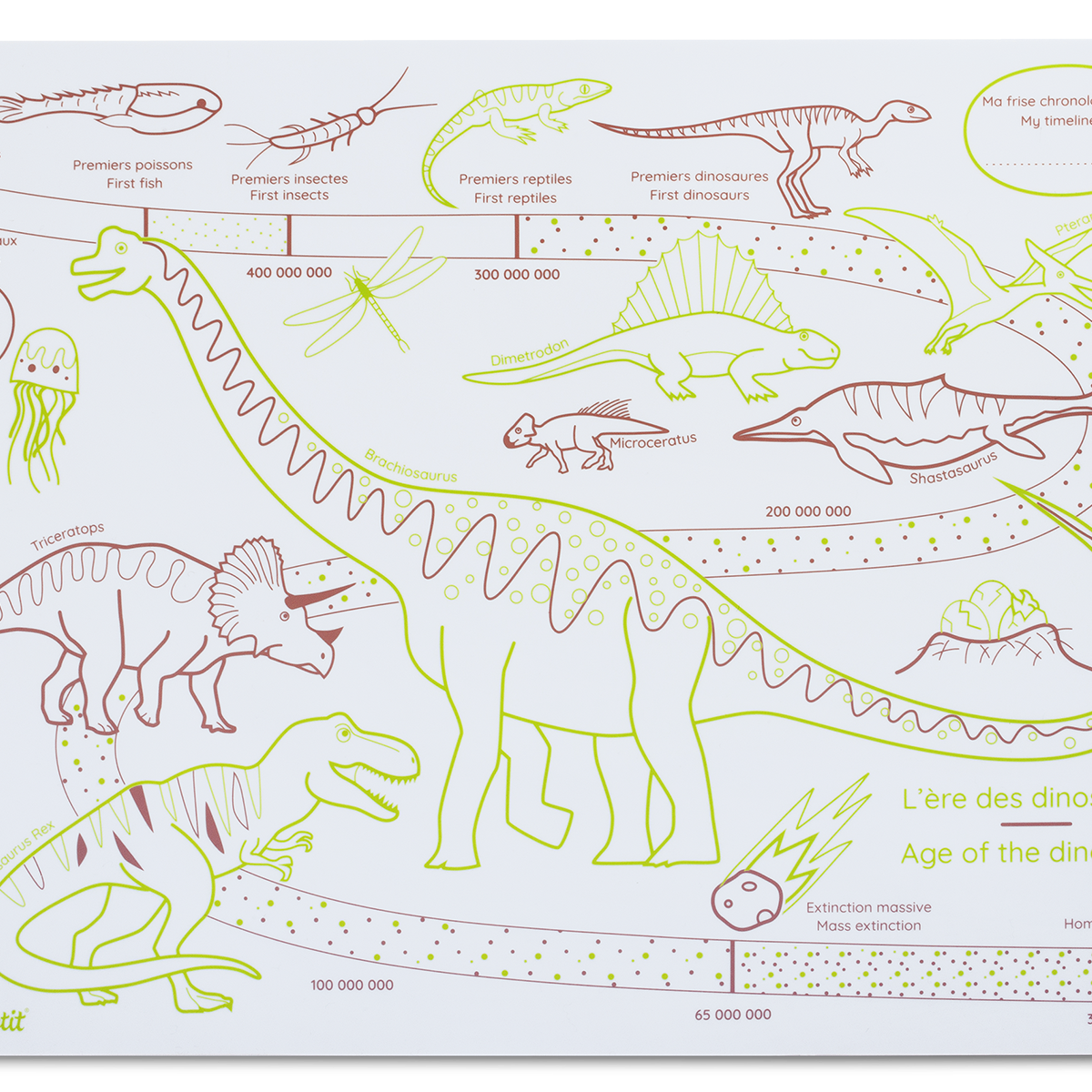 Coloriage effaçable et réutilisable - Ère des dinosaures