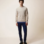 MARLY - Pull col rond en laine beige - Taille M