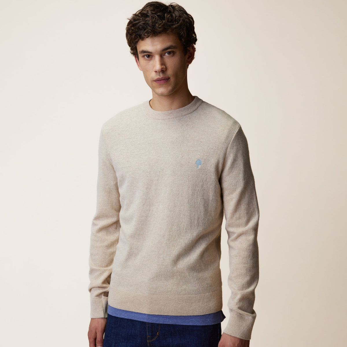 MARLY Pull col rond en laine beige - Taille L