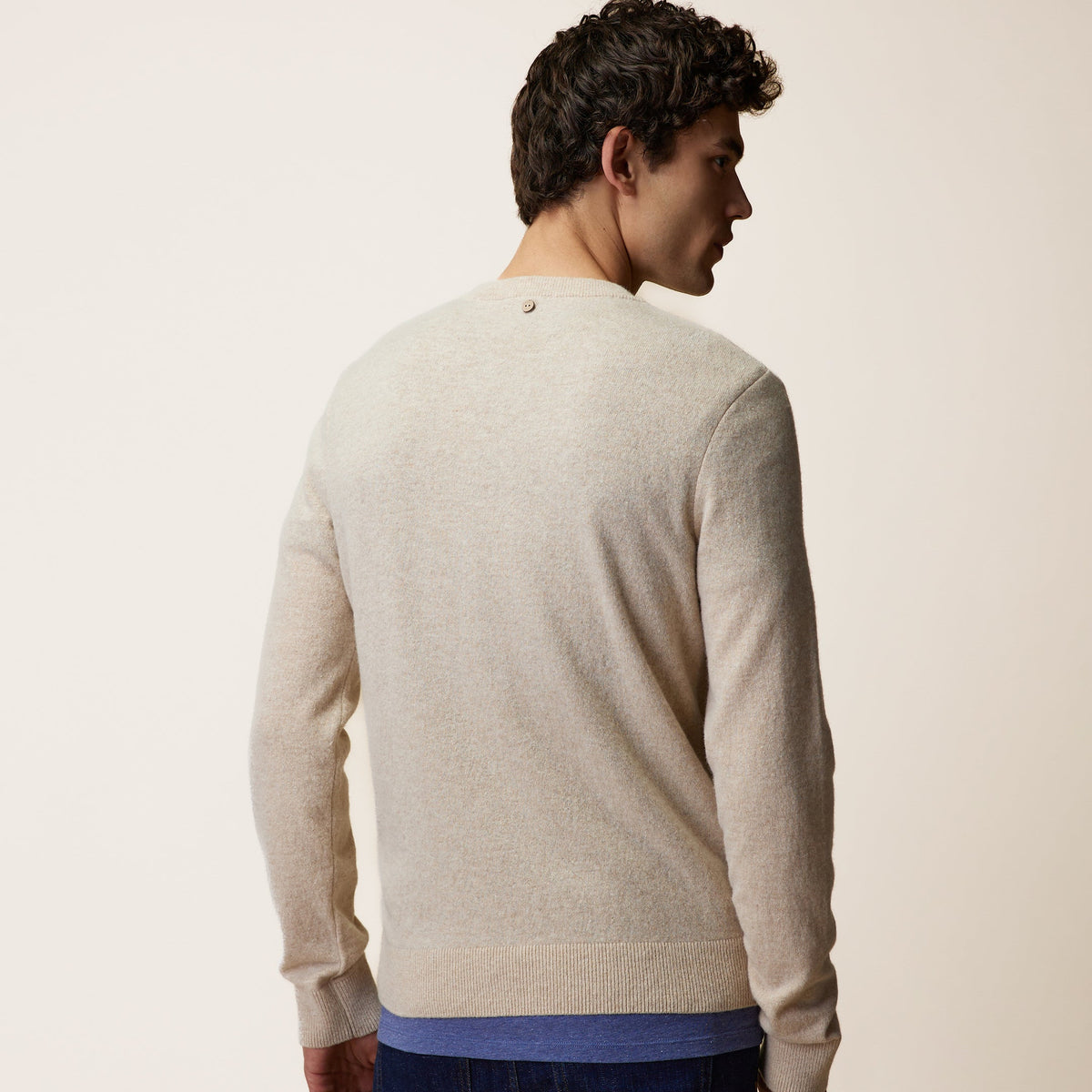 Pull col rond en laine beige- MARLY - Taille S