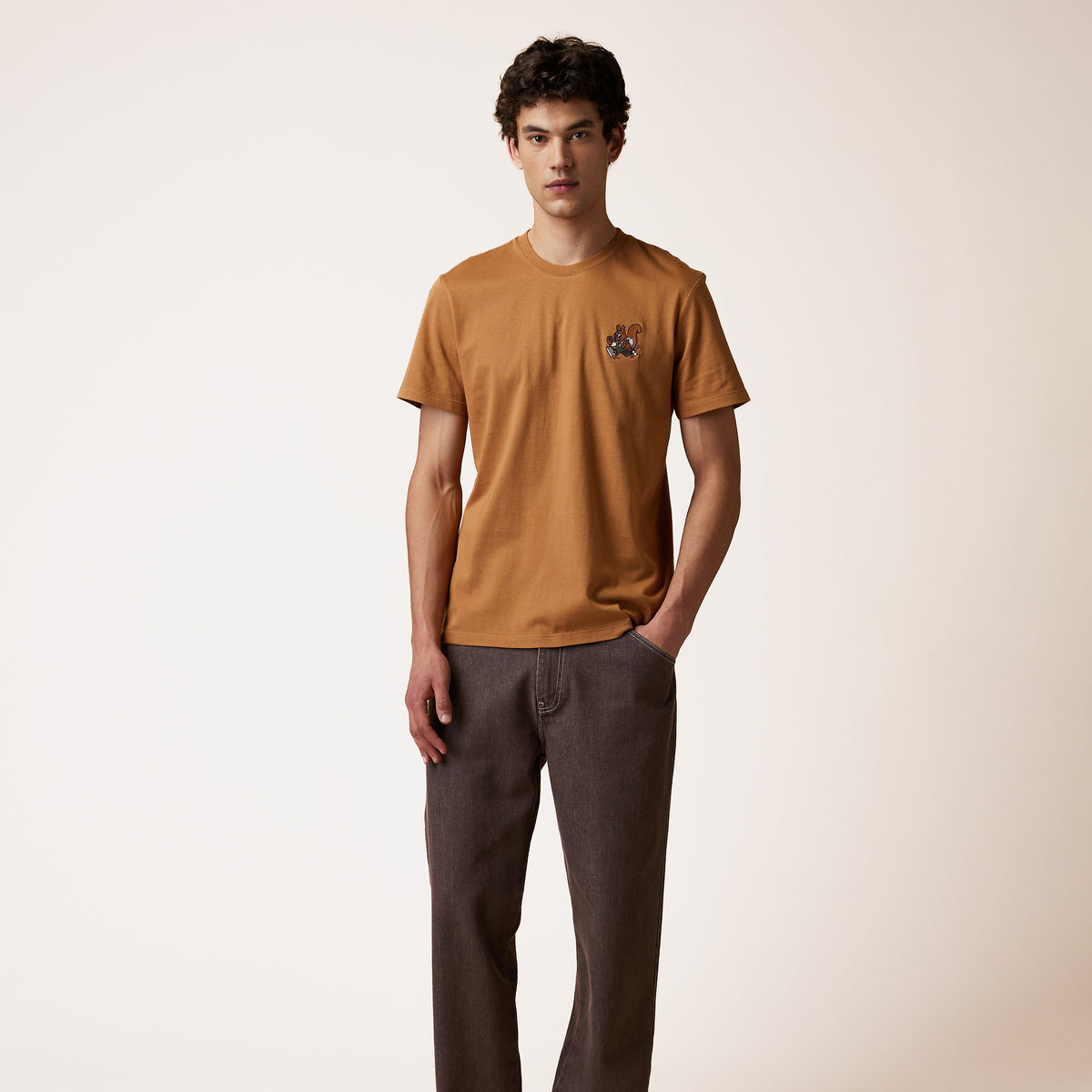 ARCY  T-shirt imprimé camel coton - Taille XL