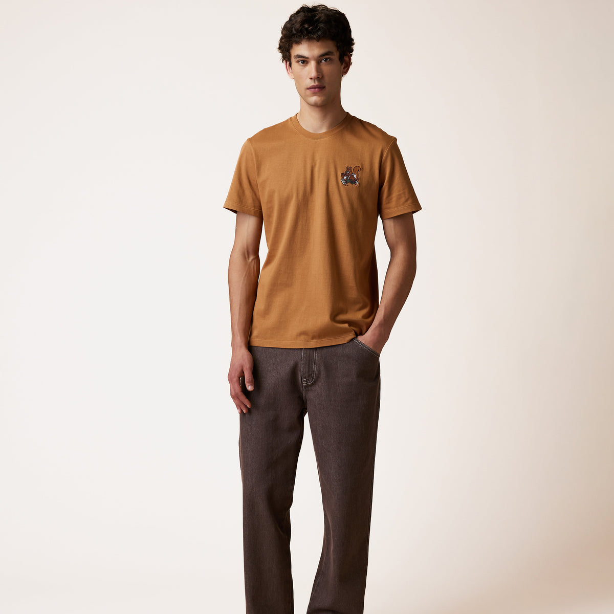 ARCY  T-shirt imprimé camel coton - Taille M