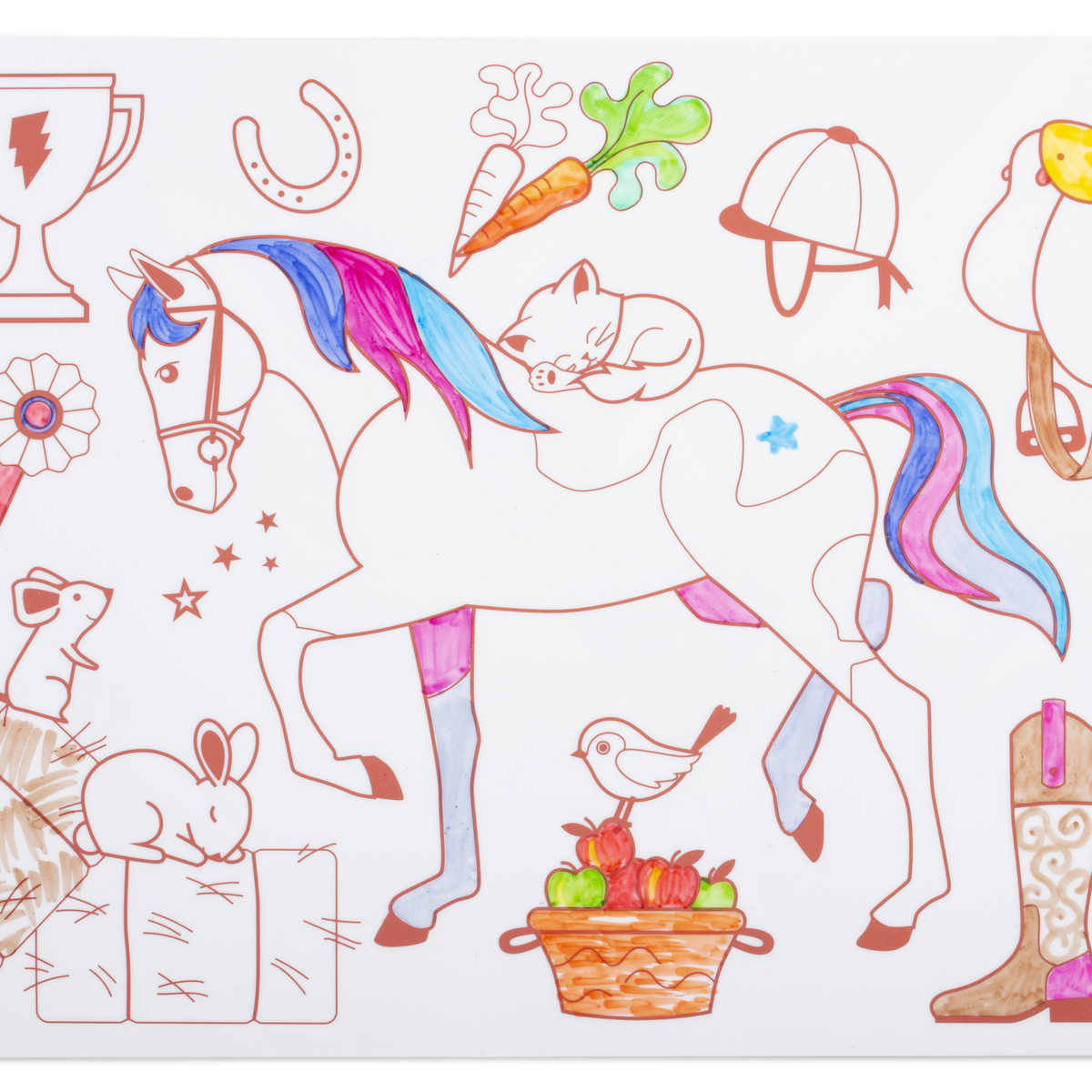 Coloriage effaçable et réutilisable - Poney Club