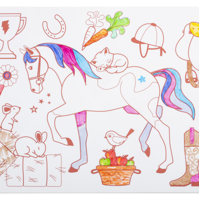 Coloriage effaçable et réutilisable - Poney Club