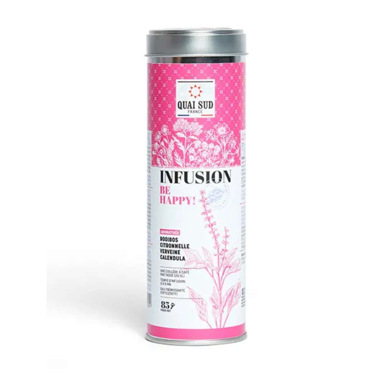 Infusion Be Happy ! (Rooibos - Citronnelle - Verveine - Calendula) Boîte Ronde 85 g