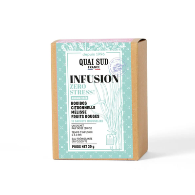 Infusion « Zero Stress! » (Rooibos - Citronnelle - Mélisse - Fruits Rouges) - 15 Infusettes de 2g