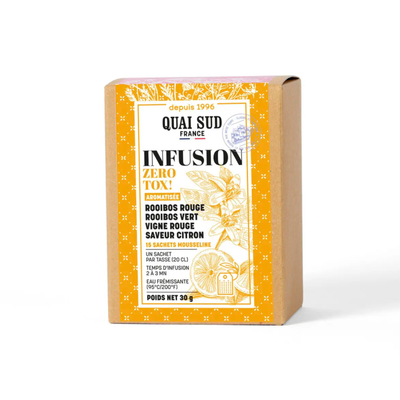 Infusion « Zéro Tox! » (Rooibos Rouge - Rooibos Vert - Feuilles de Vigne Rouge - Citron) 15 Infusettes