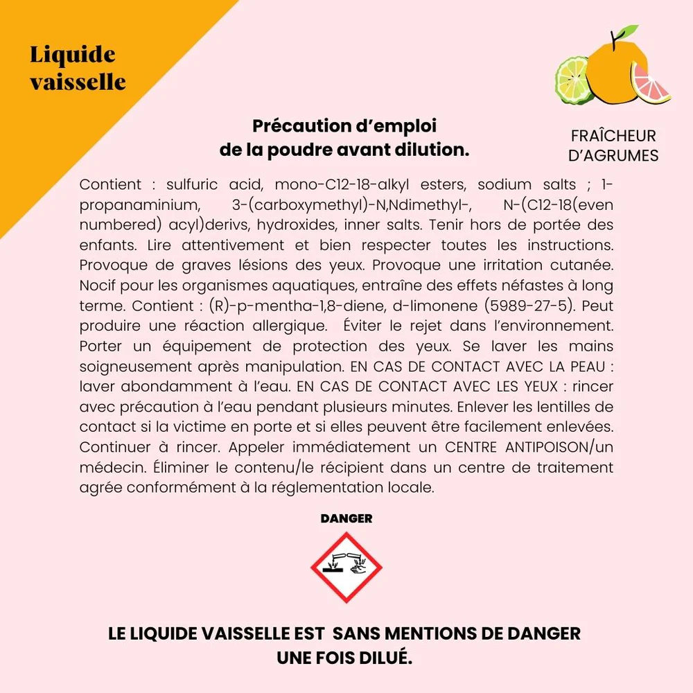 Liquide vaisselle Agrumes poudre à diluer 25g