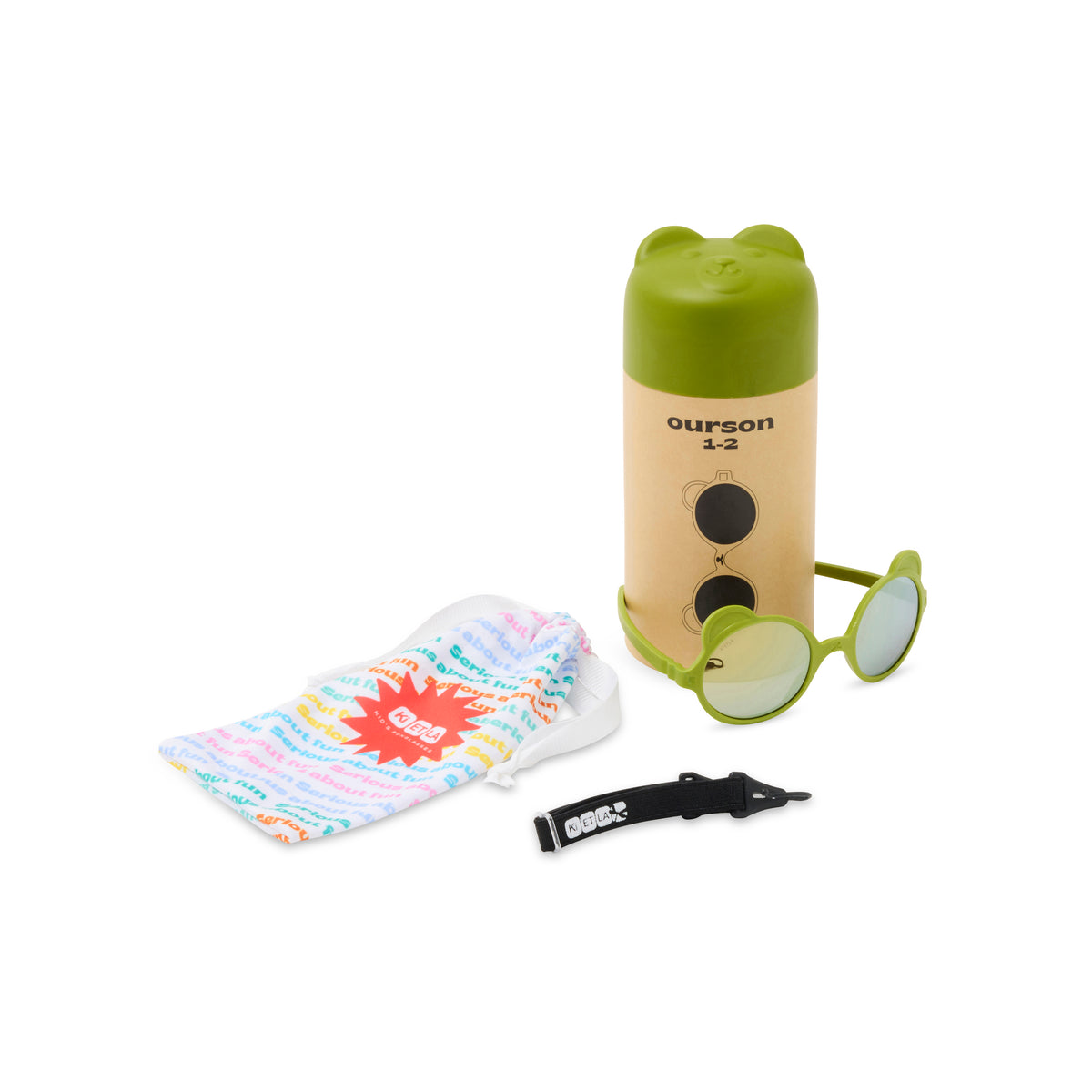 Lunettes de Soleil Enfant Ourson - Vert Olive