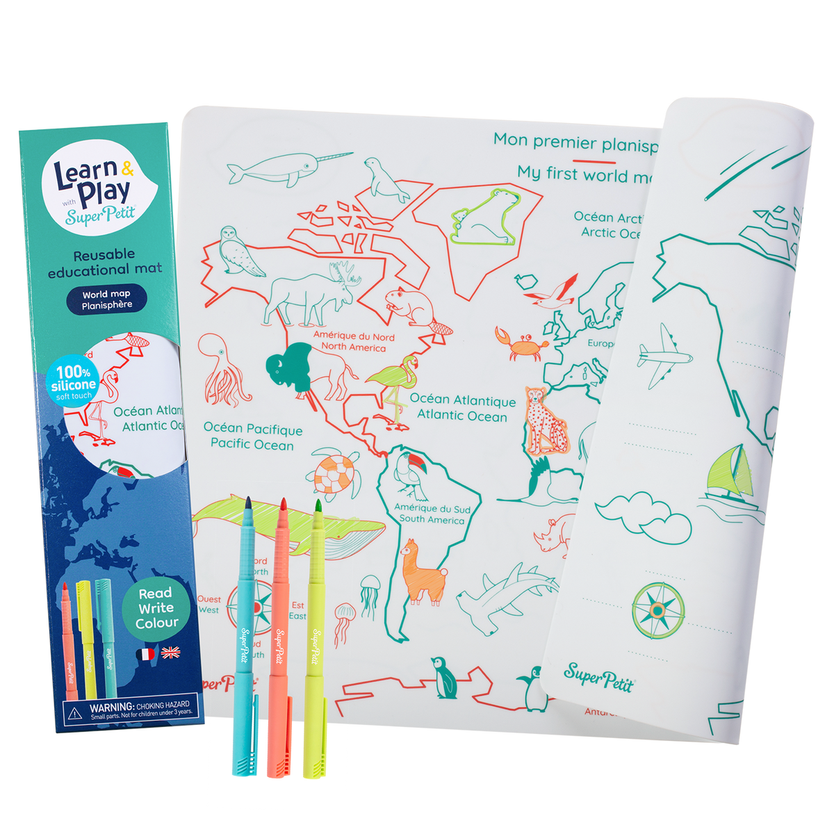 Coloriage effaçable et réutilisable - Mon 1er planisphere