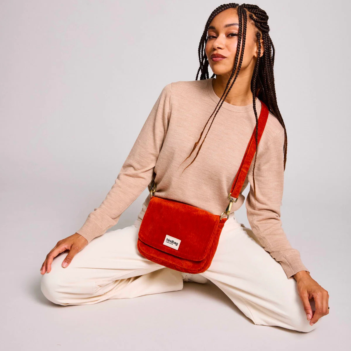 Sac bandoulière Margault - Velours Brique