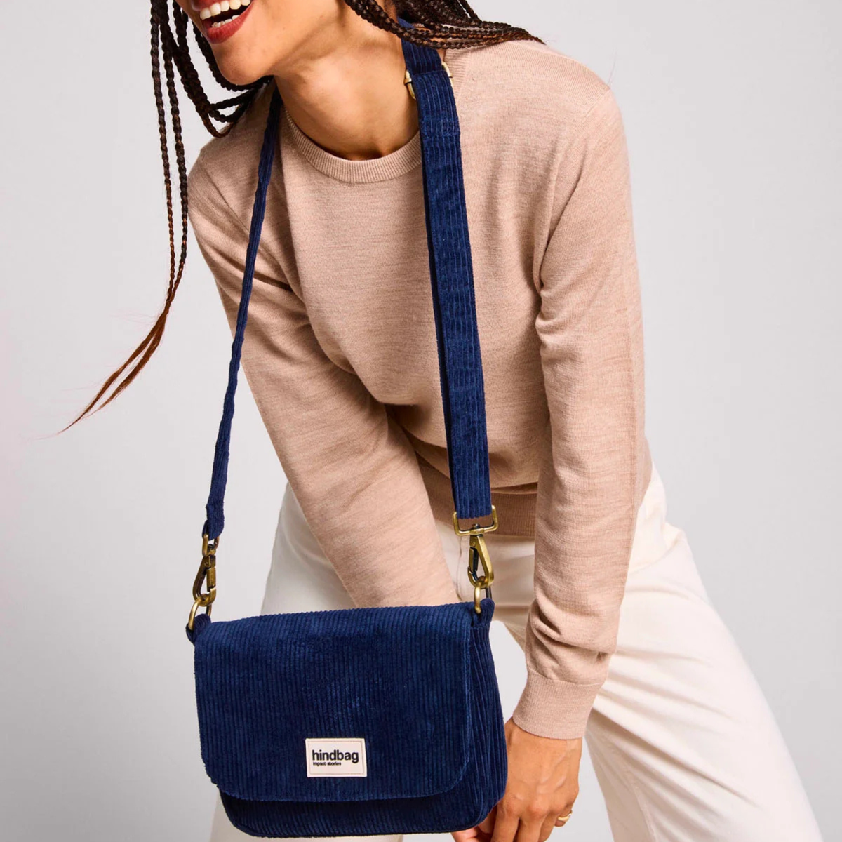 Sac bandoulière Margault - Velours Marine