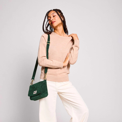 Sac bandoulière Margault - Velours Sapin