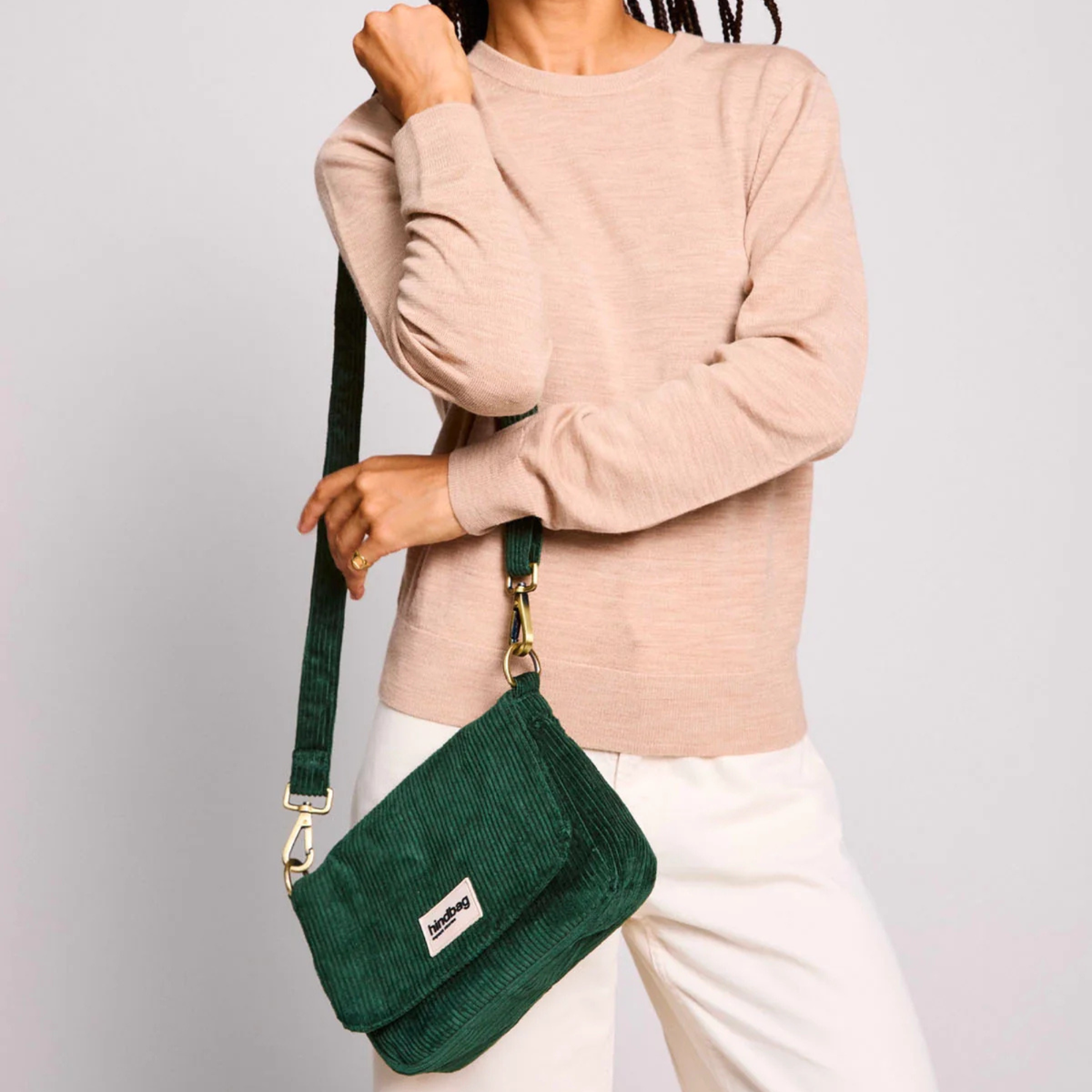 Sac bandoulière Margault - Velours Sapin