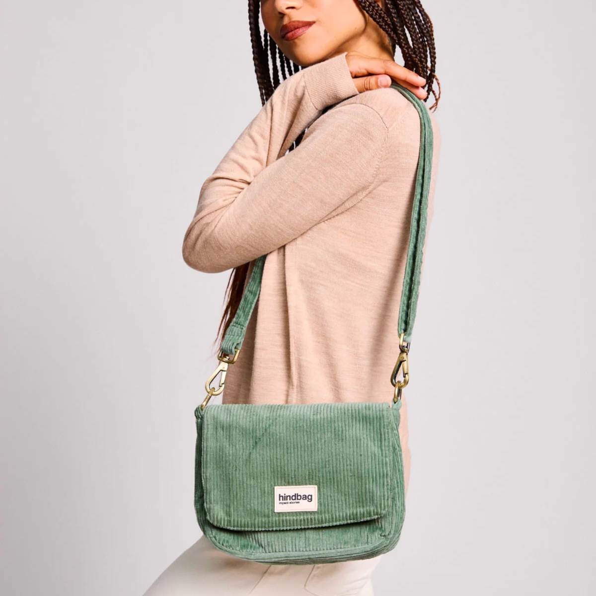 Sac bandoulière Margault - Velours Vert d'eau