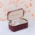 Mini boîte à Bijoux de voyage Marie - Lin bordeaux