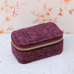 Mini boîte à Bijoux de voyage Marie - Lin bordeaux