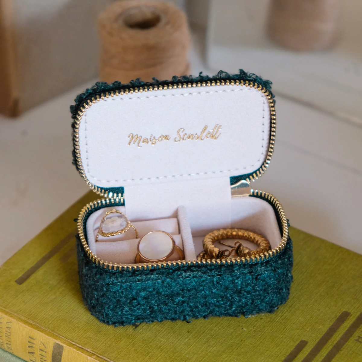 Mini boîte à Bijoux de voyage Marie - Moumoute verte