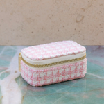 Mini boîte à Bijoux de voyage Marie - Pied-de-poule rose