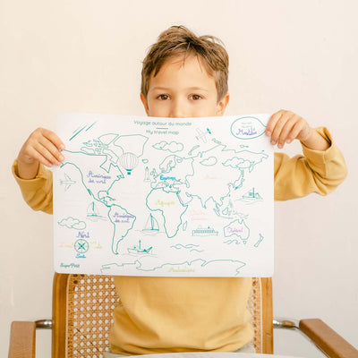Coloriage effaçable et réutilisable - Mon 1er planisphère