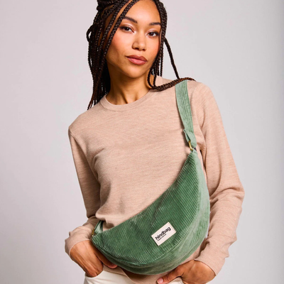 Sac banane Andrea - Velours Vert d'Eau