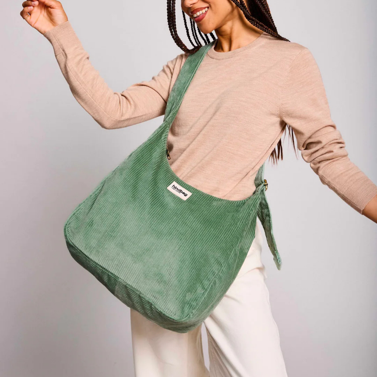 Sac hobo Claire - Velours Vert d'eau