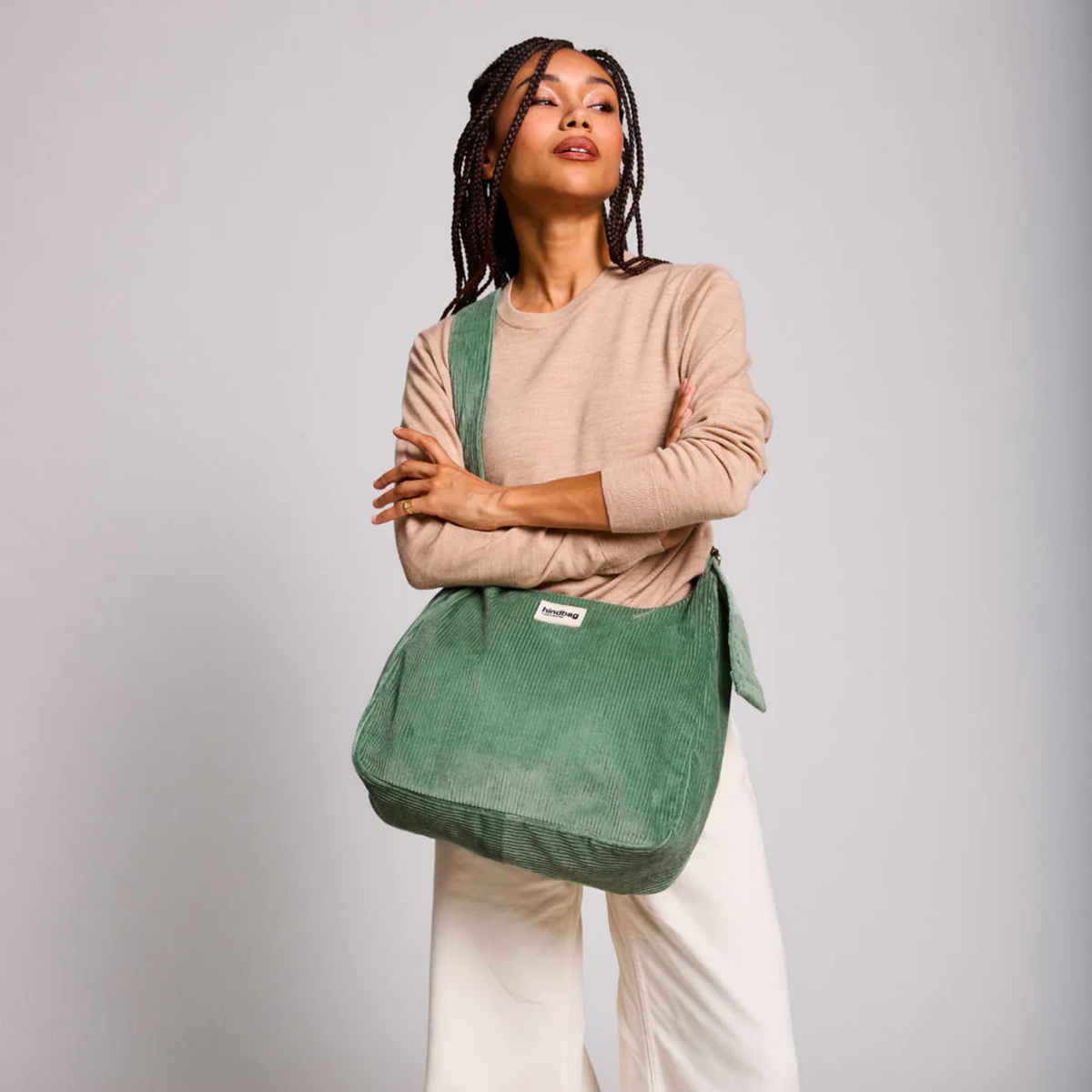 Sac hobo Claire - Velours Vert d'eau