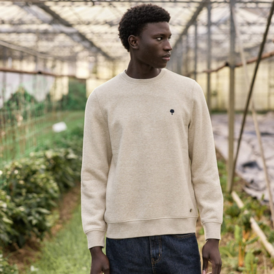 Sweat coton col rond Donzy - Beige chiné
