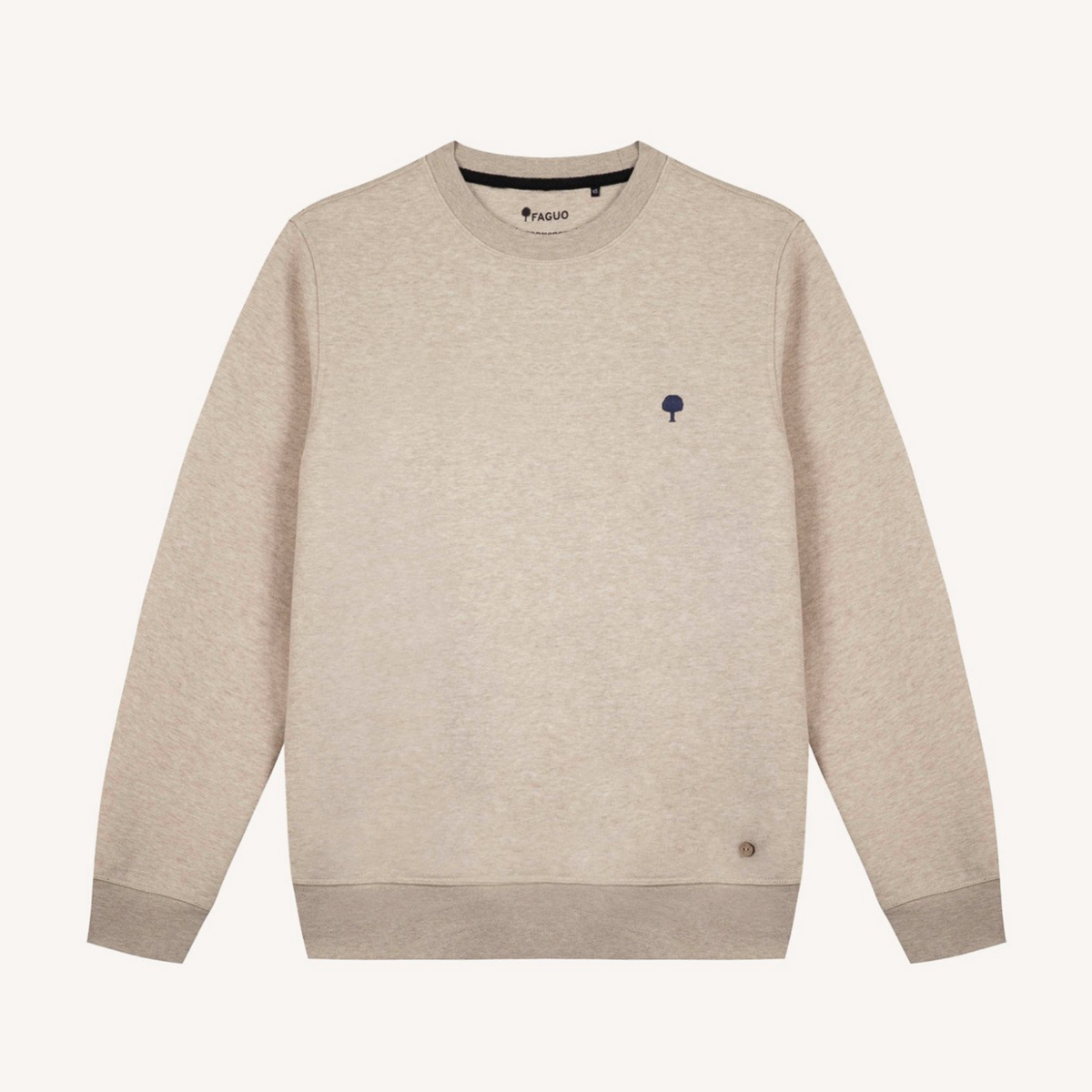 Sweat coton col rond Donzy - Beige chiné