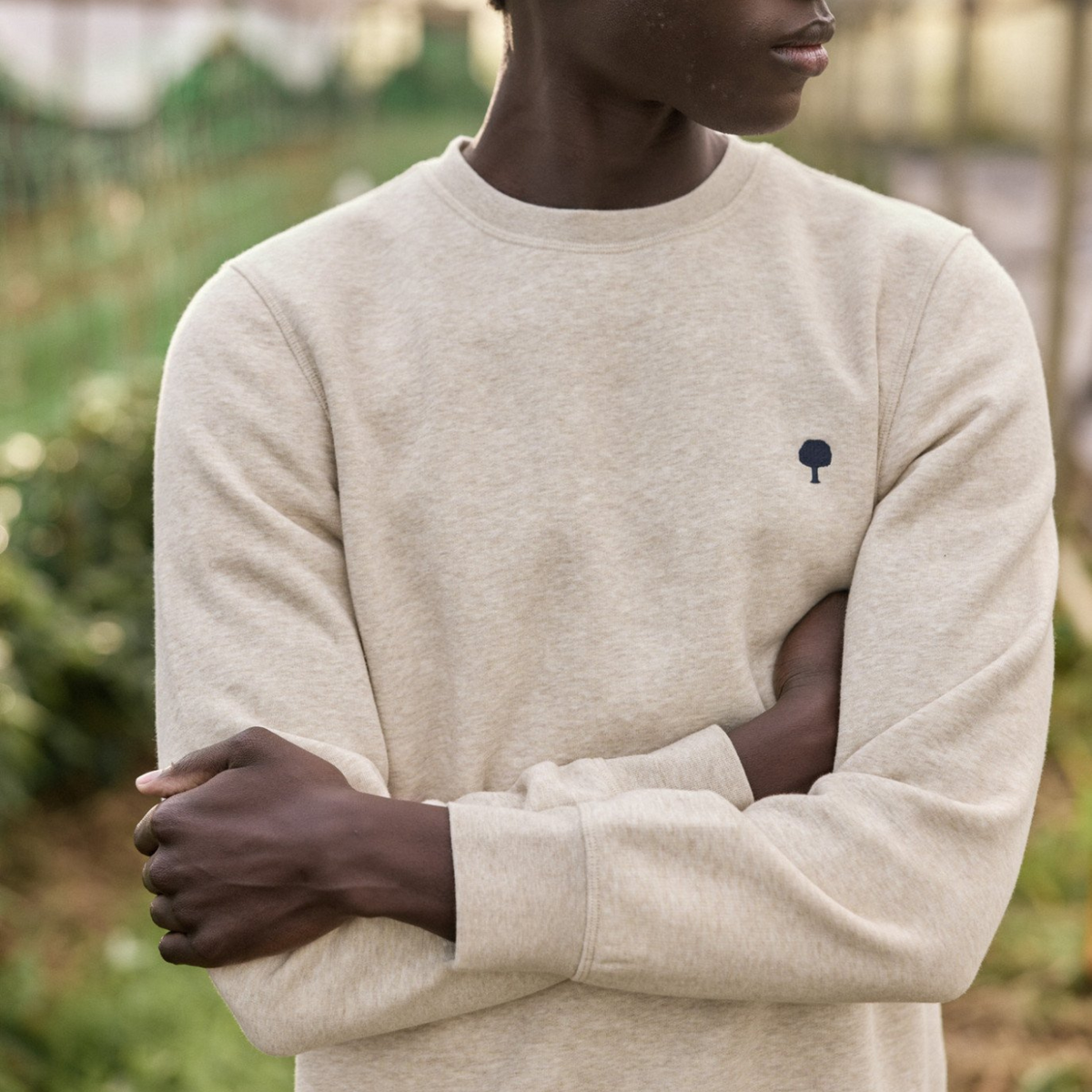 Sweat coton col rond Donzy - Beige chiné