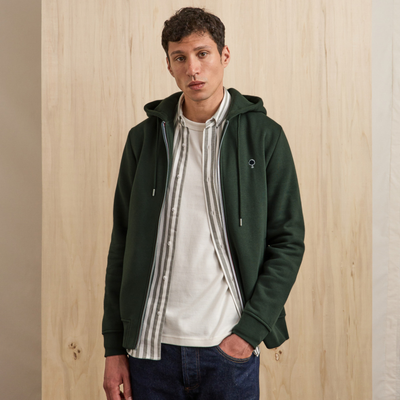 Sweat zippé coton Mesnil - Vert foncé