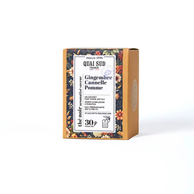 Thé Noir - Aromatisé Gingembre Cannelle Saveur Pomme - 15 Infusettes de 2g