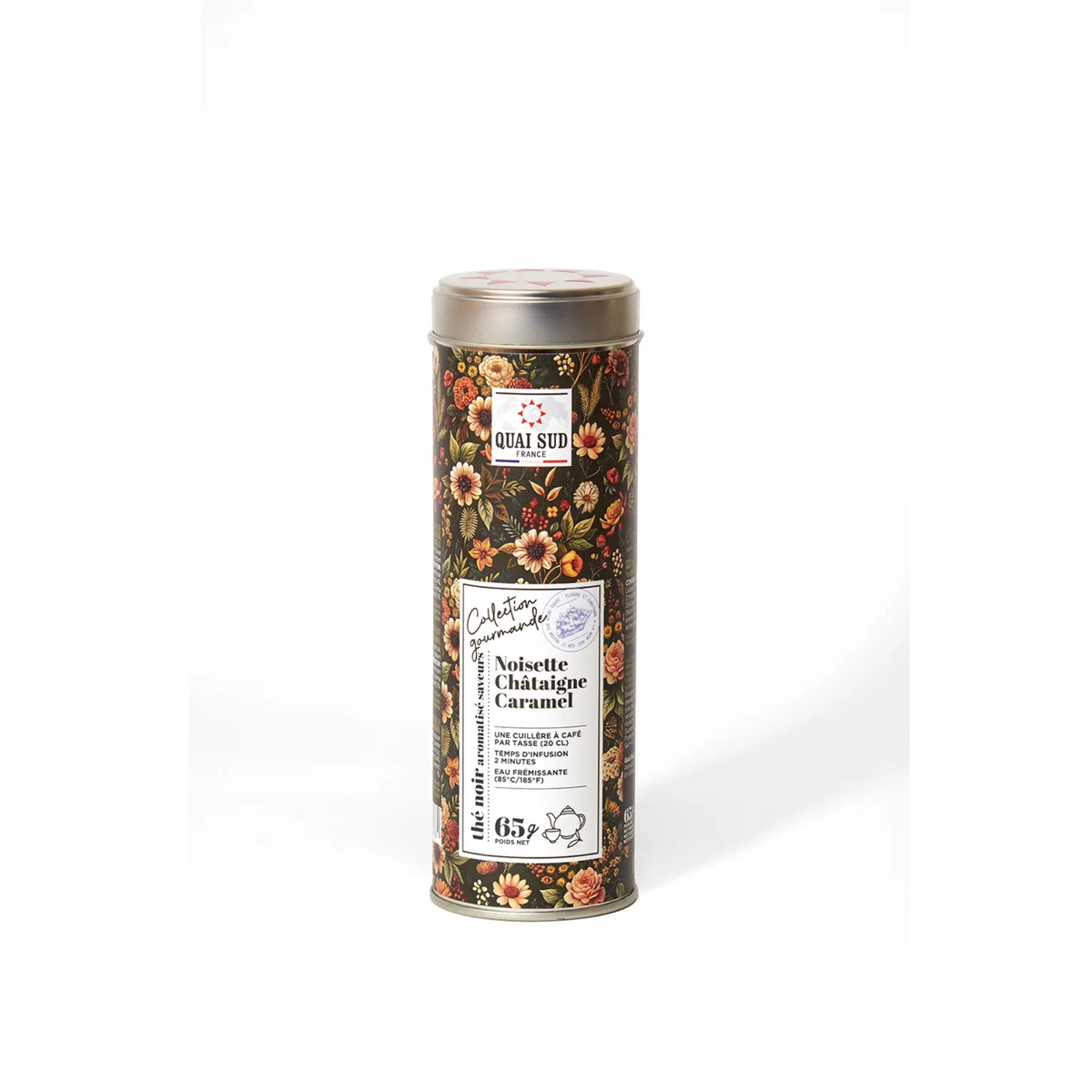 Thé Noir - Aromatisé Saveurs Noisette Châtaigne Caramel - Boîte Ronde 65 g