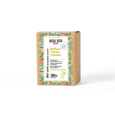 Thé Vert -  Mélisse - Citron - Ananas - 15 Infusettes de 2g