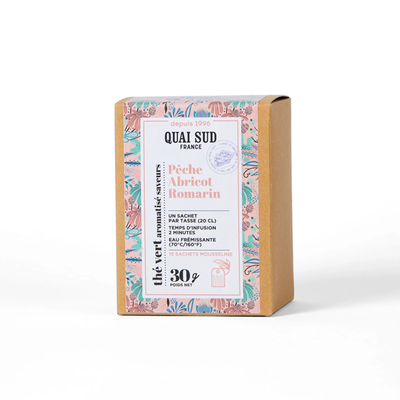 Thé Vert -  Pêche-Abricot-Romain - 15 Infusettes de 2g