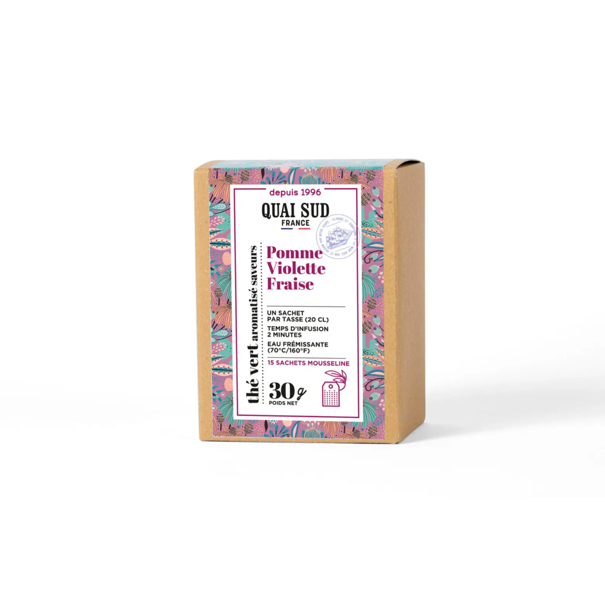 Thé Vert -  Pomme Violette Fraise - 15 Infusettes de 2g