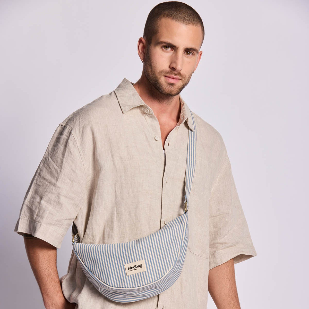 Sac banane Andrea - Rayures Fines Bleu
