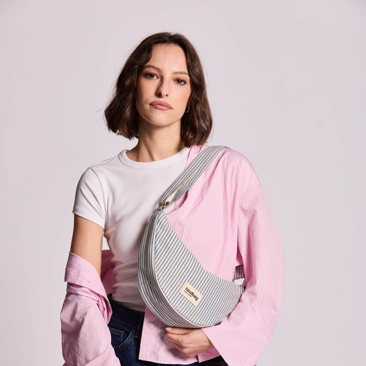 Sac banane Andrea - Rayures Fines Bleu