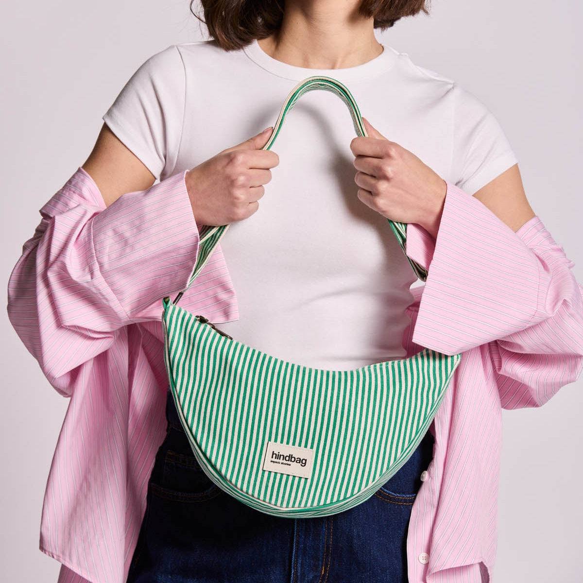 Sac banane Andrea - Rayures Fines Vert