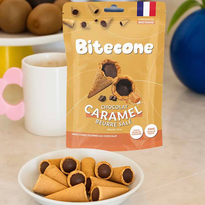 Mini cônes fourrés chocolat caramel au beurre salé - 100g x15 Bitecone